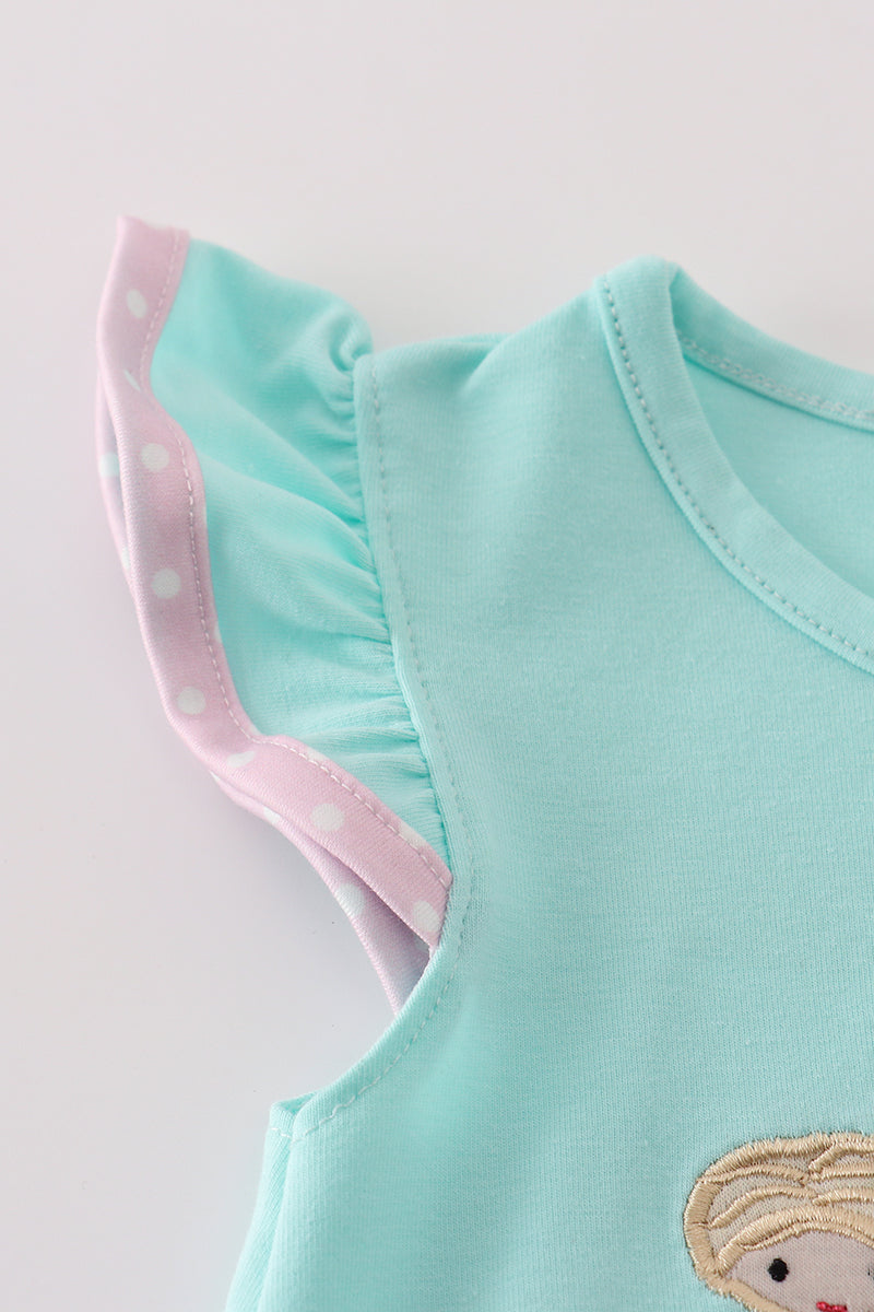 Blue character applique bubble