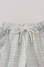 Green plaid sea shell french knot shorts est
