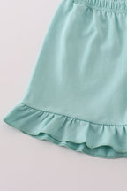 Green stripe puppy hunting embroidery shorts set