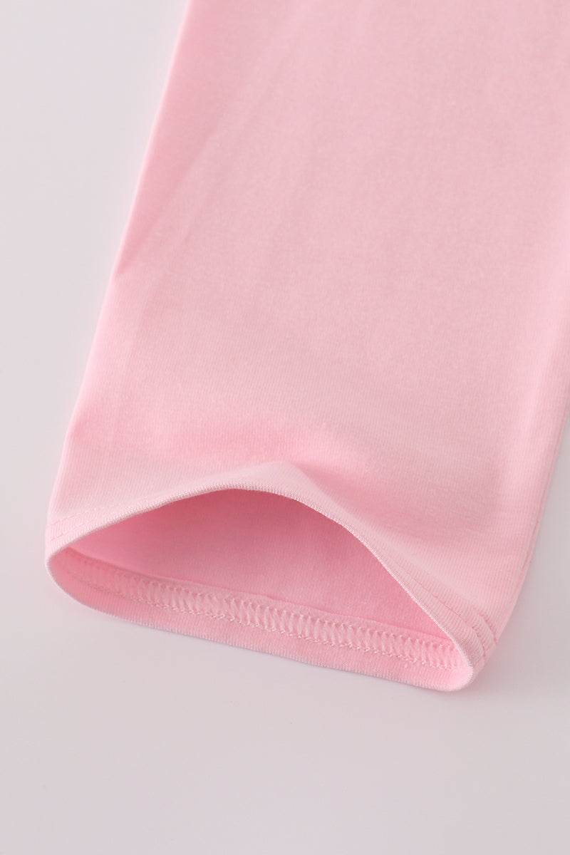 Blue bow embroidery gingham ruffle pants set