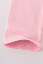 Blue bow embroidery gingham ruffle pants set