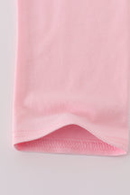 Pink bow embroidery dot ruffle pants set