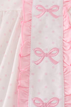 Pink bow embroidery dot bloomer set