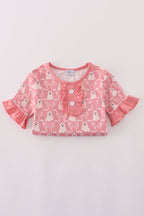 Halloween ghost print ruffle pajama set