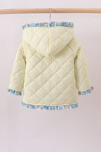 Yellow floral print ruffle quilted jacket
