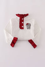 Alabama polka dot elephant french knot ruffle pants set