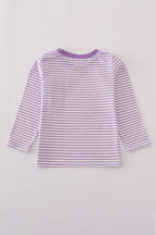 Purple LSU embroidery stripe top