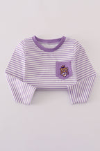 Purple LSU embroidery stripe top