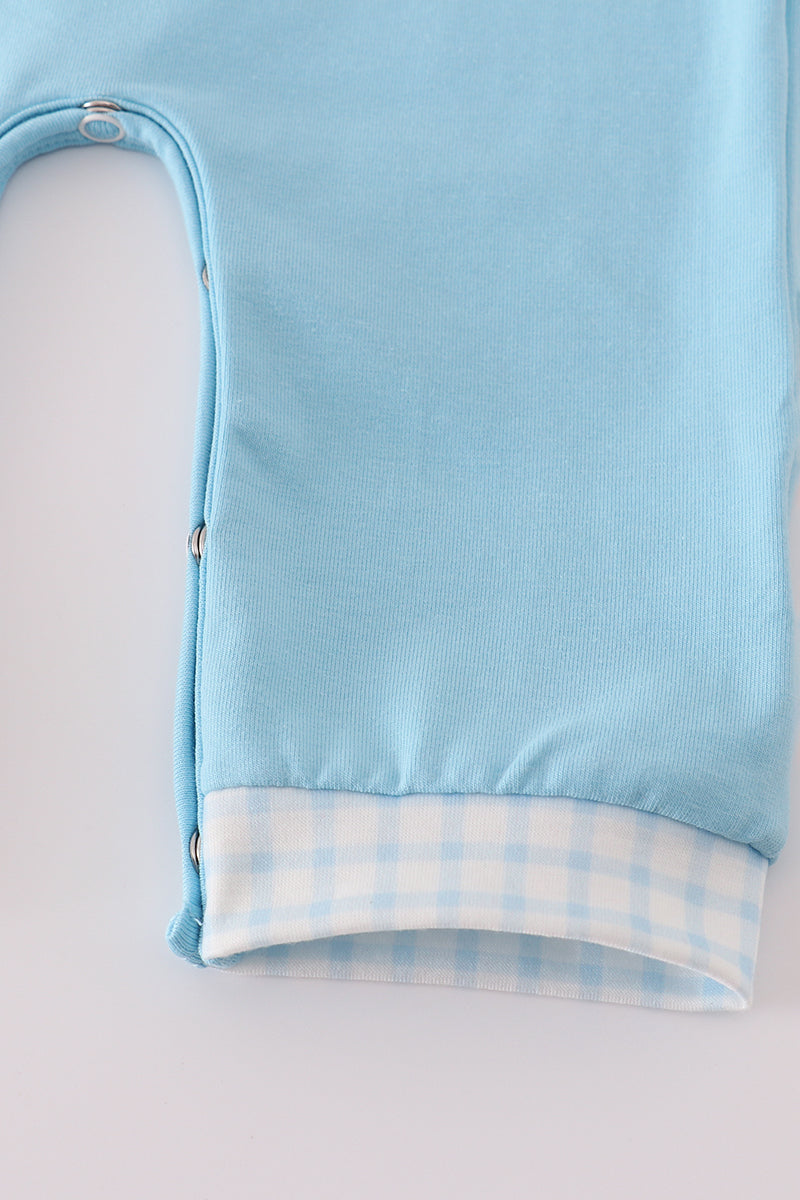 Blue Duck and Mouse Embroidered Romper