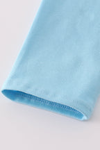 Blue character embroidery top