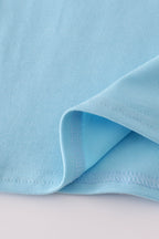 Blue character embroidery top