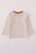 Brown stripe duck embroidery top