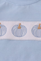 Blue pumpkin embroidery pants set