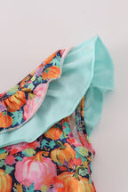 Pink pumpkin print ruffle bubble