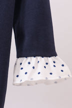 Navy nativity embroidery ruffle romper