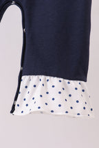 Navy nativity embroidery ruffle romper