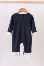 Navy nativity embroidery ruffle romper