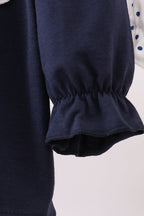 Navy nativity embroidery ruffle bloomer set