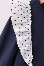 Navy nativity embroidery ruffle pants set