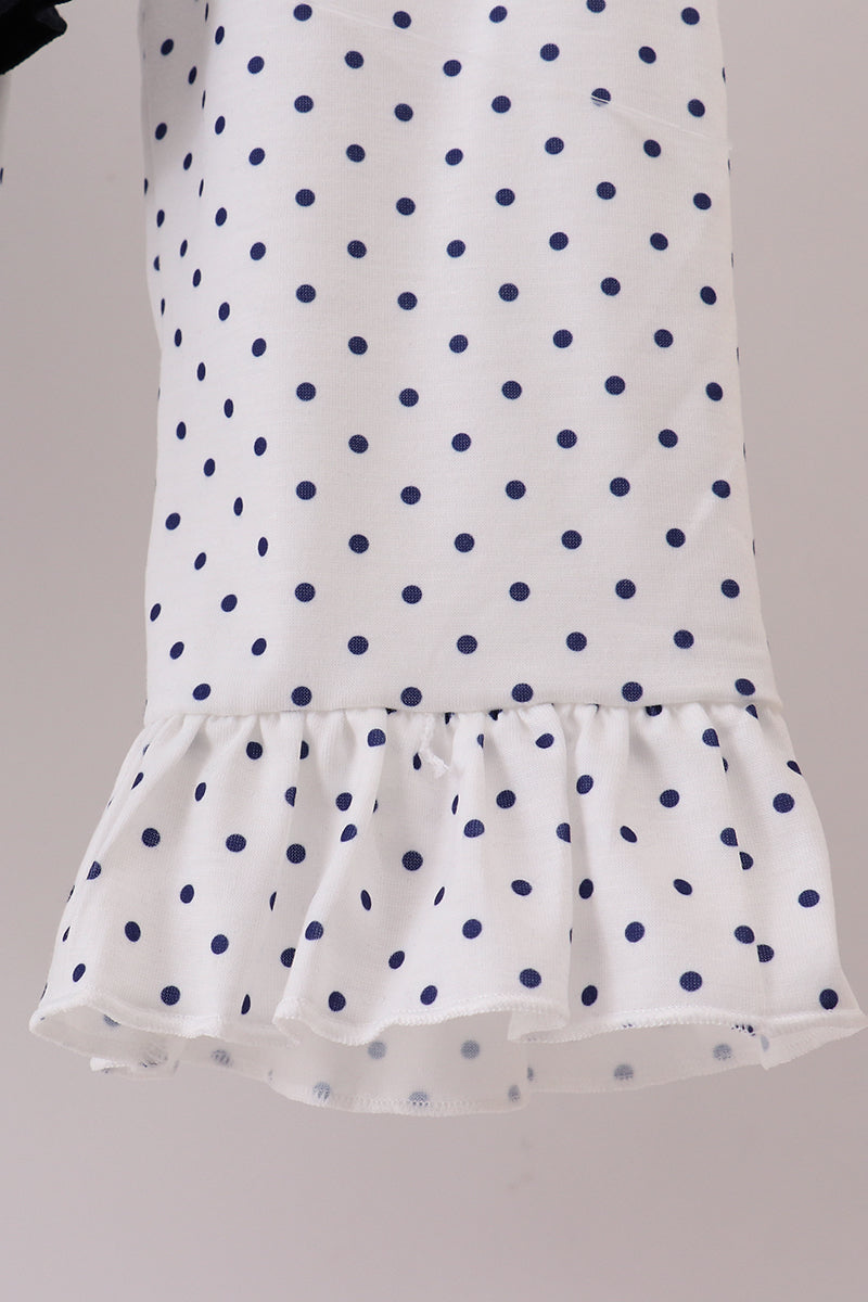 Navy nativity embroidery ruffle pants set