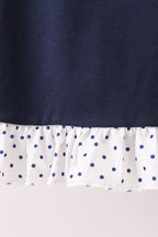 Navy nativity embroidery ruffle dress