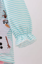 Blue character embroidery ruffle bubble