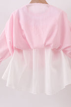 Pink bow embroidery swiss dot dress