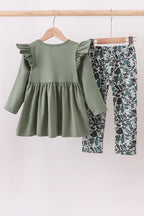 Camouflage fish embroidery ruffle pants set