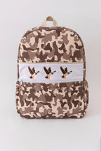 Camouflage duck embroidery canvas backpack
