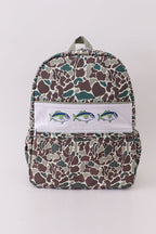 Camouflage fish embroidery canvas backpack