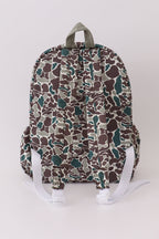 Camouflage fish embroidery canvas backpack