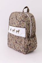 Camouflage deer embroidery canvas backpack