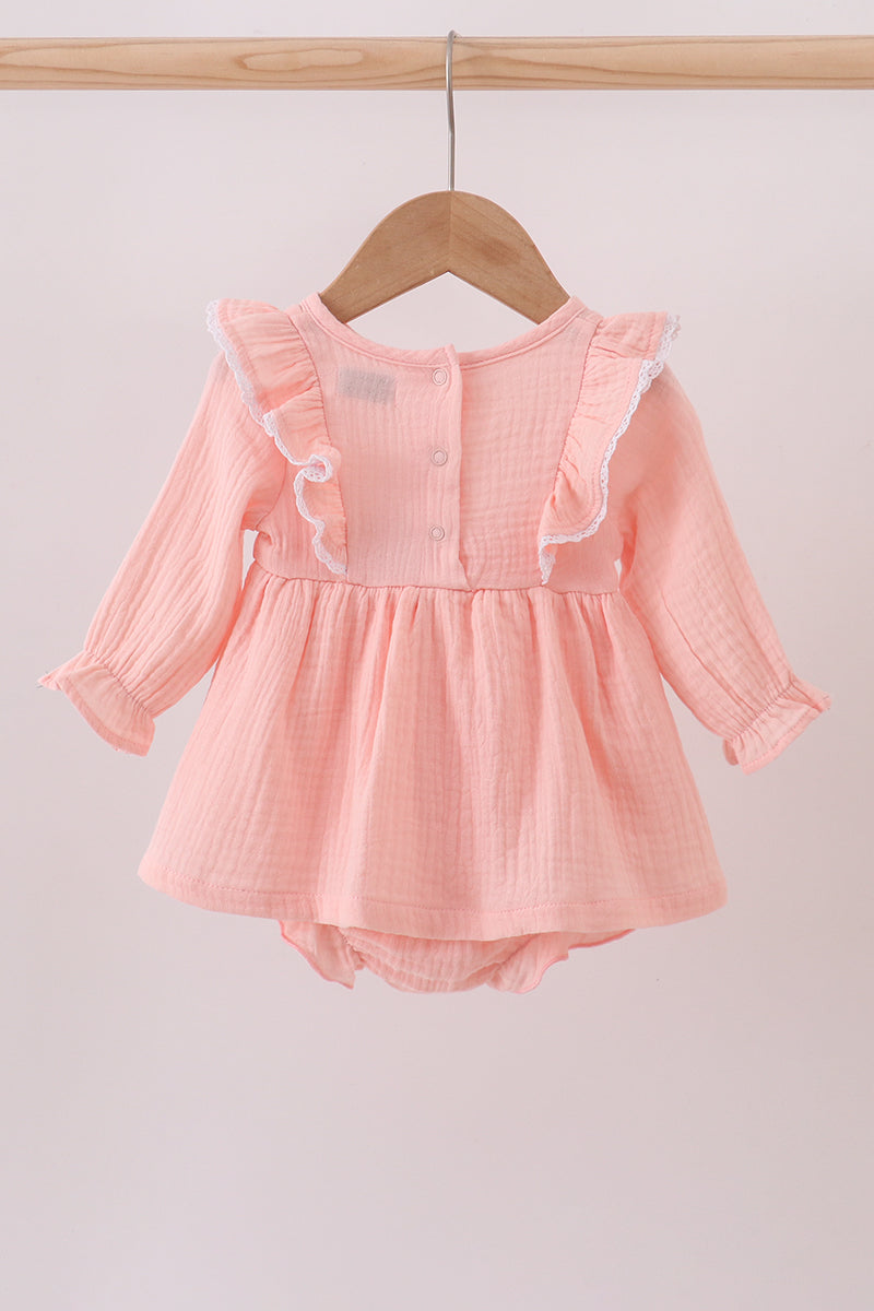 Premium pink ruffle muslin bubble