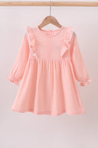 Premium pink ruffle muslin dress