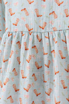 Premium boots print muslin dress