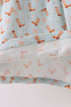 Premium boots print muslin dress