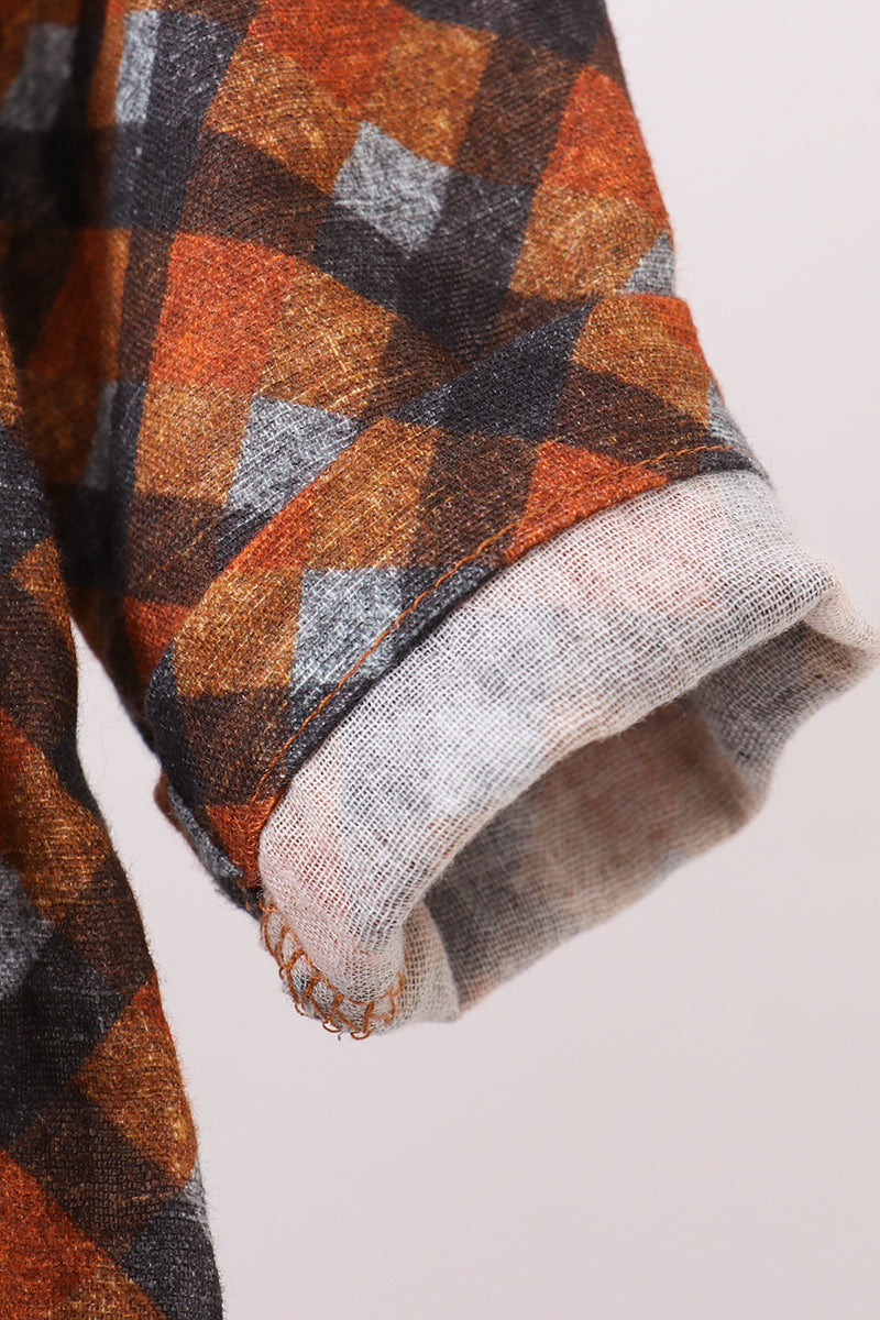 Premium brown plaid muslin bubble