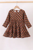 Premium brown plaid muslin dress