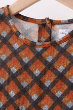 Premium brown plaid muslin dress