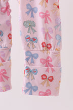 Premium whimsical bows ruffle bamboo romper