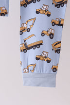 Premium blue excavator print bamboo pants set