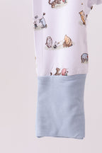 Premium blue character print bamboo romper