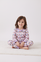 Premium purple character print bamboo pants set