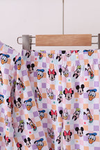 Premium purple character print bamboo pants set