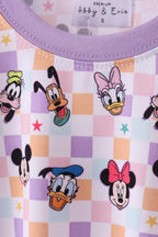 Premium purple character print bamboo pants set