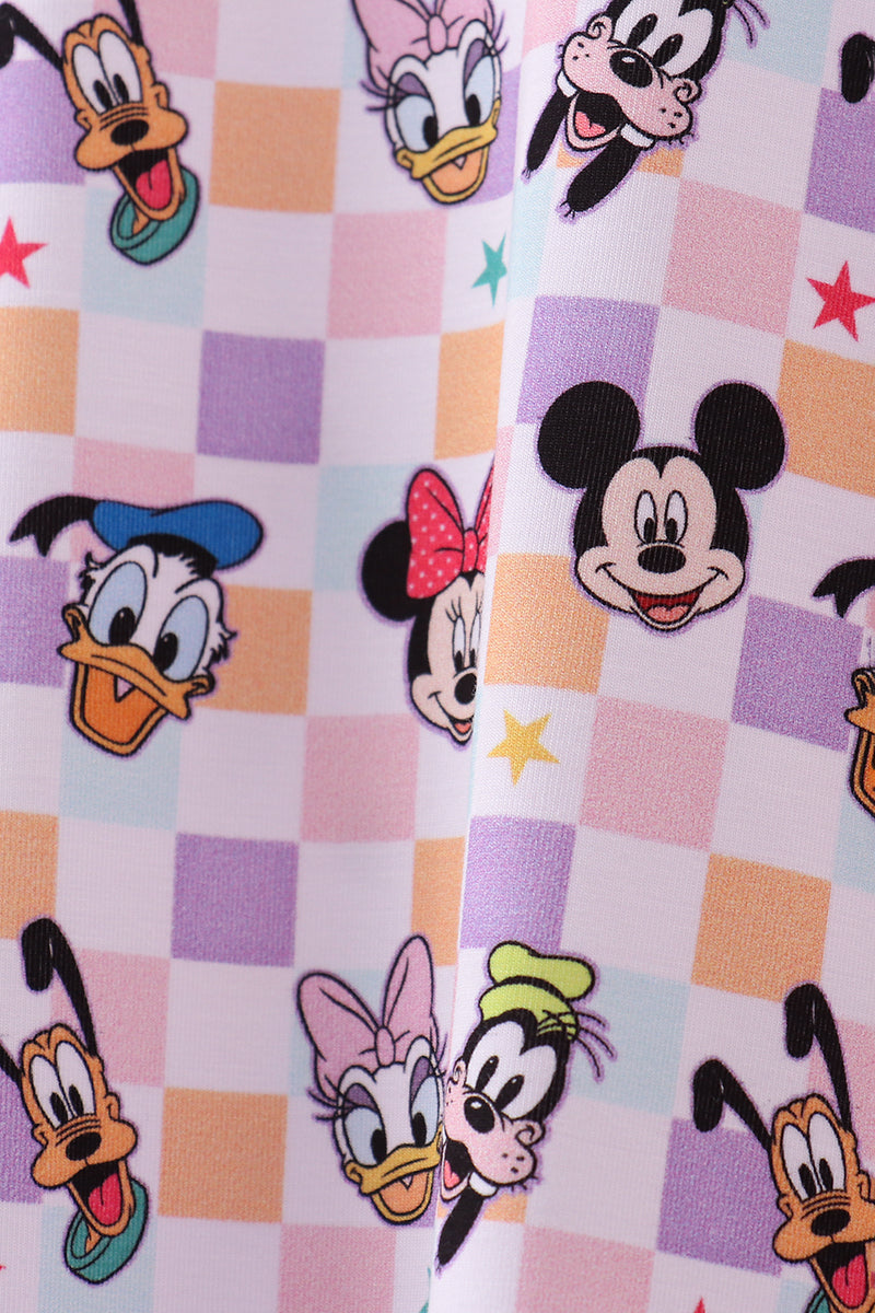 Premium purple character print bamboo pants set