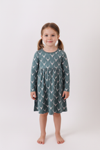 Premium forest reindeer print bamboo dress