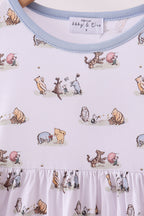 Premium blue character print bamboo dress