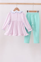 Premium turkey embroidery gingham pants set