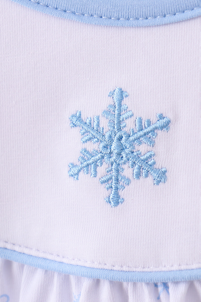 Premium blue snow bow embroidery bubble